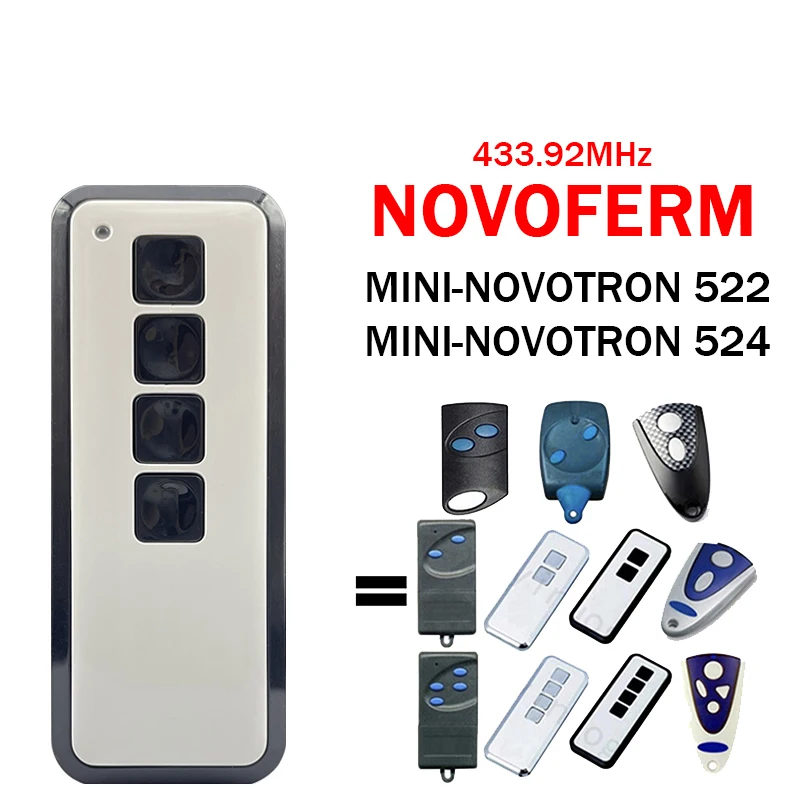 NOVOFERM Garage Door Remote Control NOVOTRON 504 MAX43-4 502 MAX43-2 524 522 MNHS433 Gate Opener Remote Control 433.92MHz
NOVOFERM Garage Door Remote Control NOVOTRON 504 MAX43-4 502 MAX43-2 524 522 MNHS433 Gate Opener Remote Control 433.92MHz