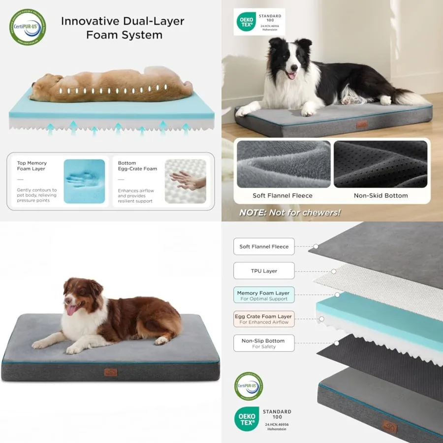 Memory Foam Dog Beds Large Sized Dog - Orthopedic Pet Beds for Crate with Removable Washable Cover and Nonskid Bottom, Plush Fl
Memory Foam Dog Beds Large Sized Dog - Orthopedic Pet Beds for Crate with Removable Washable Cover and Nonskid Bottom, Plush Fl