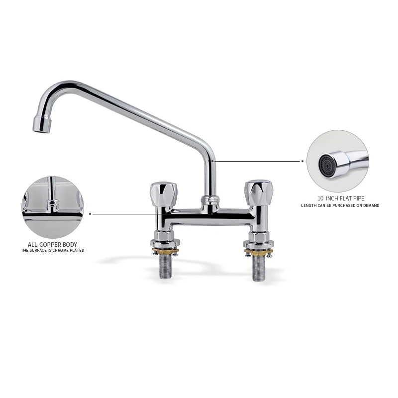 Commercial Double Handle Bathroom Faucet 10 Tube Long Neck Brass Kitchen Sink Faucet 8 Wide Mount Induction Faucet
Commercial Double Handle Bathroom Faucet 10 Tube Long Neck Brass Kitchen Sink Faucet 8 Wide Mount Induction Faucet