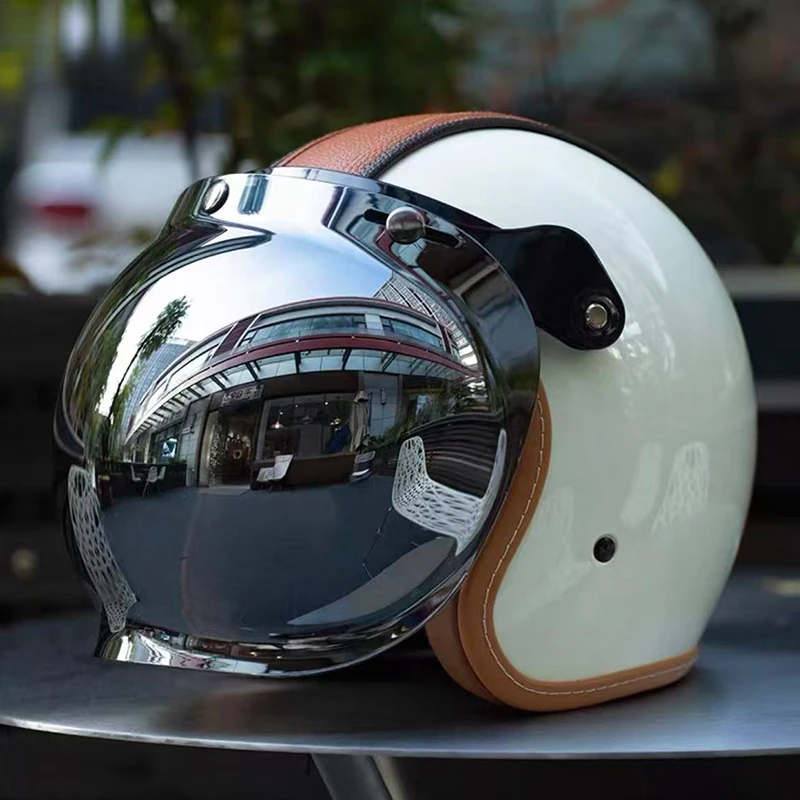 Top Quality 3/4 Open Face Motorcycle Helmet with Genuine Leather Trim Futuristic Silver Bubble Lenses Standout Rider's Style
Top Quality 3/4 Open Face Motorcycle Helmet with Genuine Leather Trim Futuristic Silver Bubble Lenses Standout Rider's Style
