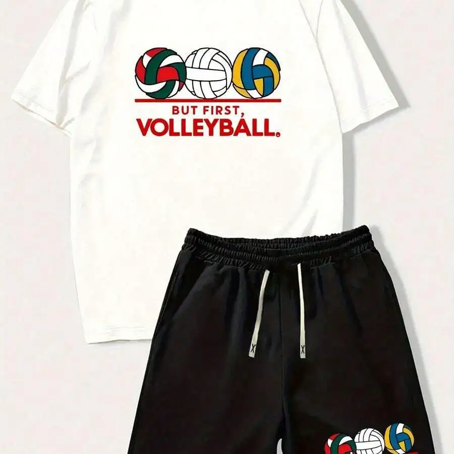Mens Casual Volleyball Print Short Sleeve T-Shirt And Shorts Set
Mens Casual Volleyball Print Short Sleeve T-Shirt And Shorts Set