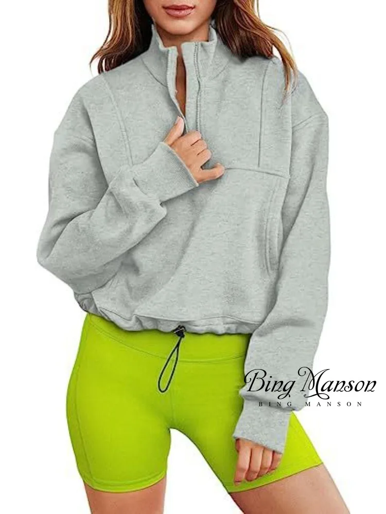 Women's Autumn Street Stand Neck Half Zipper Bottom Drawstring Casual Plush Sweater Casual Street Fashion Versatile Women's Top
Women's Autumn Street Stand Neck Half Zipper Bottom Drawstring Casual Plush Sweater Casual Street Fashion Versatile Women's Top
