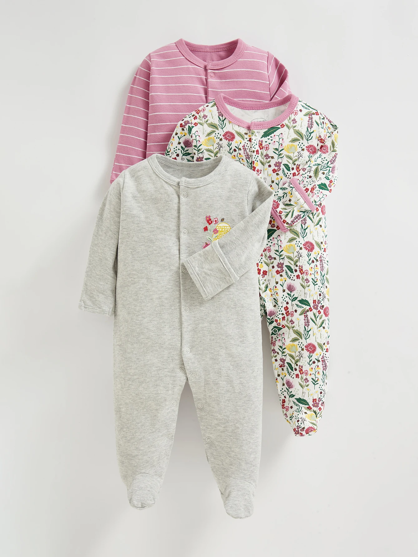 3PCS Girls Cotton Pink Floral printed Floral jumpsuit | 0-12 months Long sleeved Romper Soft baby clothing Multi-Color Combos
3PCS Girls Cotton Pink Floral printed Floral jumpsuit | 0-12 months Long sleeved Romper Soft baby clothing Multi-Color Combos