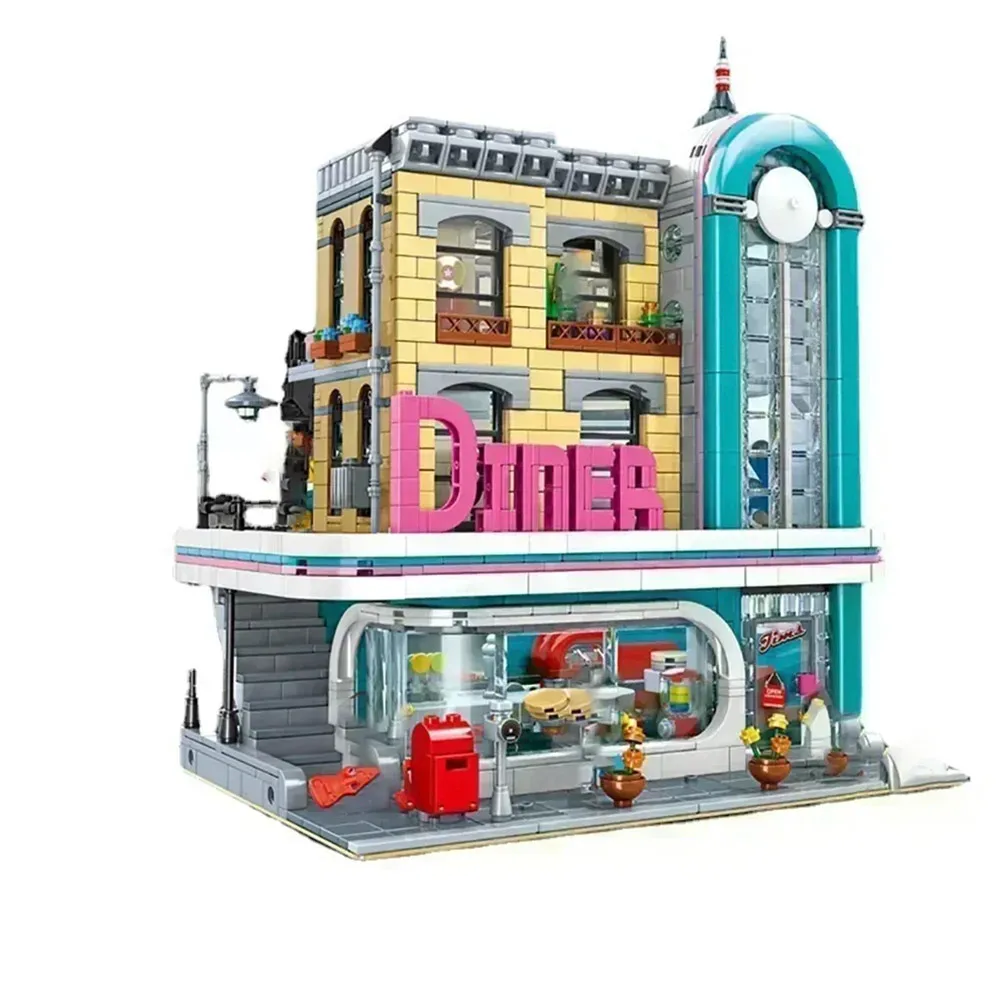Creative Expert Brick Bank MOC Building Blocks City Model Bricks Downtown Dinner Bookstore Street View Toy For Kids
Creative Expert Brick Bank MOC Building Blocks City Model Bricks Downtown Dinner Bookstore Street View Toy For Kids