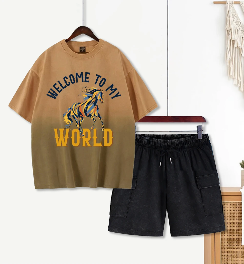 Комплект из 2 предметов: женские шорты и футболка с принтом Horses World, повседневные хлопковые шорты с эффектом тай-дай, модные летние свободные шорты с эффектом потертости
Комплект из 2 предметов: женские шорты и футболка с принтом Horses World, повседневные хлопковые шорты с эффектом тай-дай, модные летние свободные шорты с эффектом потертости