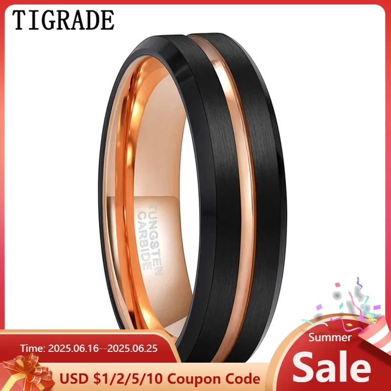 Tigrade Men Ring 8mm 6mm Black Tungsten Ring Luxury Jewelry With Rose Gold Color Wedding Band Men Tungsten Rings bague homme
Tigrade Men Ring 8mm 6mm Black Tungsten Ring Luxury Jewelry With Rose Gold Color Wedding Band Men Tungsten Rings bague homme