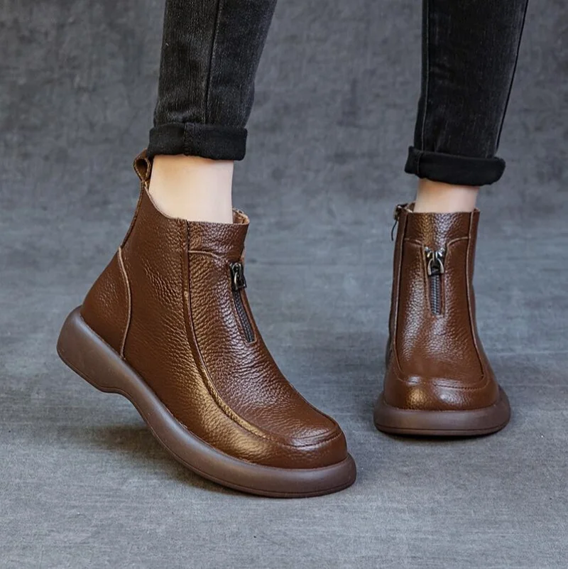 Autumn Winter Boots Women's Genuine Leather Boots Flat Heel Soft Sole Non-Slip Comfortable Short Boots Trendy Shoes
Autumn Winter Boots Women's Genuine Leather Boots Flat Heel Soft Sole Non-Slip Comfortable Short Boots Trendy Shoes