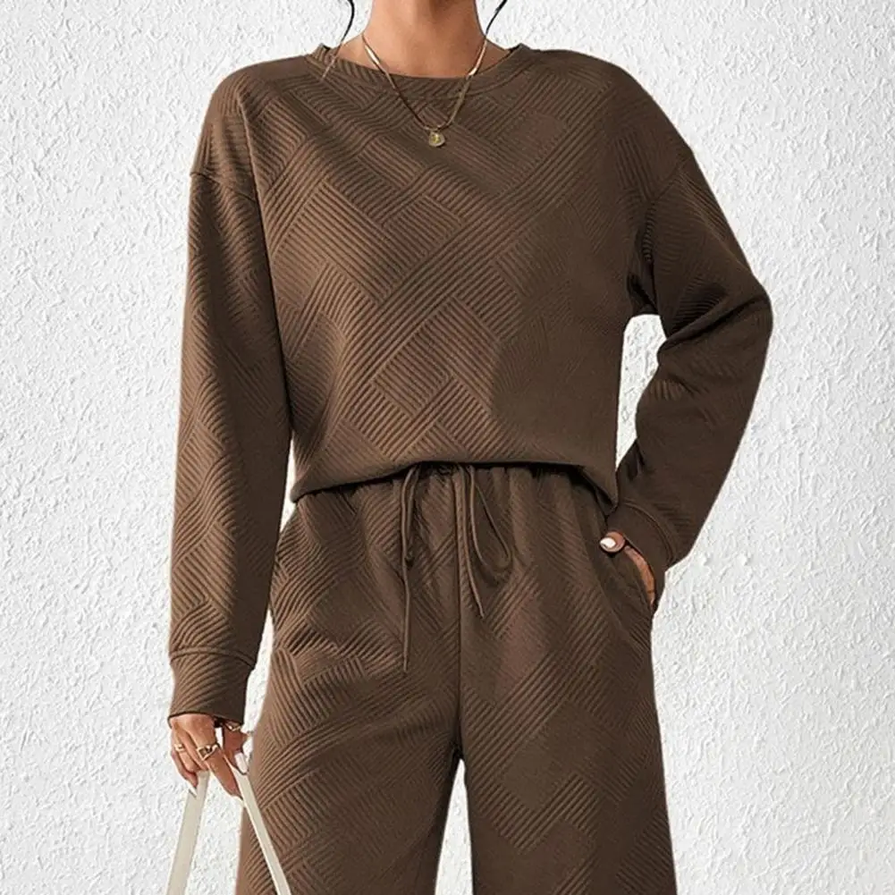 2 Pcs/Set Women Top Pants Suit O Neck Long Sleeves Solid Color Sport Sweatshirt Drawstring Elastic Waist Wide Leg Trousers Fitne
2 Pcs/Set Women Top Pants Suit O Neck Long Sleeves Solid Color Sport Sweatshirt Drawstring Elastic Waist Wide Leg Trousers Fitne