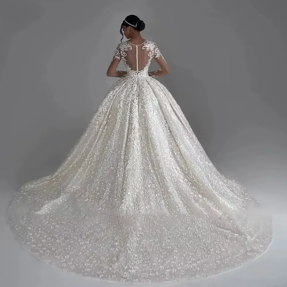 Customized Luxury Lace Appliques Wedding Dresses O-Neck Long Sleeve Ball Gown Gorgeous Robe Mariée Dress Vestidos De Novia
Customized Luxury Lace Appliques Wedding Dresses O-Neck Long Sleeve Ball Gown Gorgeous Robe Mariée Dress Vestidos De Novia