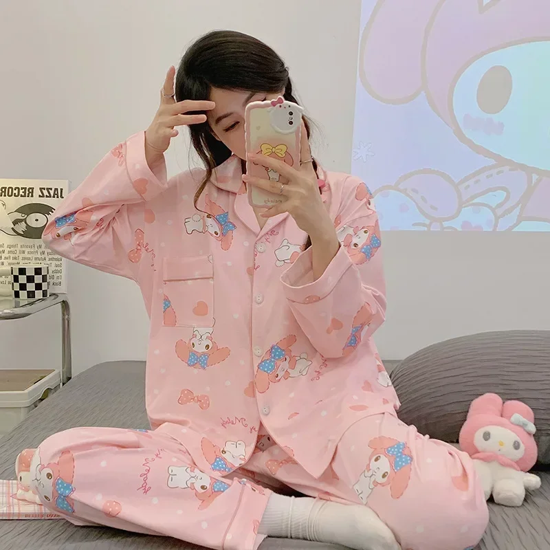 Sanrio Melody Autumn Long Sleeve Trousers Thin Two-piece Women's Pajamas Cartoon Casual Loungewear Silk Pajamas Women's
Sanrio Melody Autumn Long Sleeve Trousers Thin Two-piece Women's Pajamas Cartoon Casual Loungewear Silk Pajamas Women's