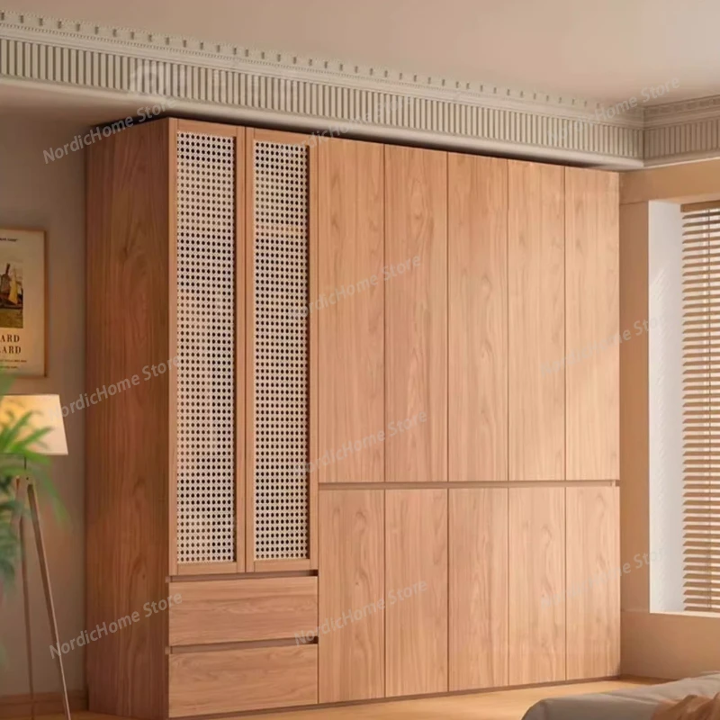 Hanging Clothes Wardrobes Bedroom Solid Wood Rattan Woven Storage Living Room Cabinets with Drawers Furniture Taquilla JT40W
Hanging Clothes Wardrobes Bedroom Solid Wood Rattan Woven Storage Living Room Cabinets with Drawers Furniture Taquilla JT40W