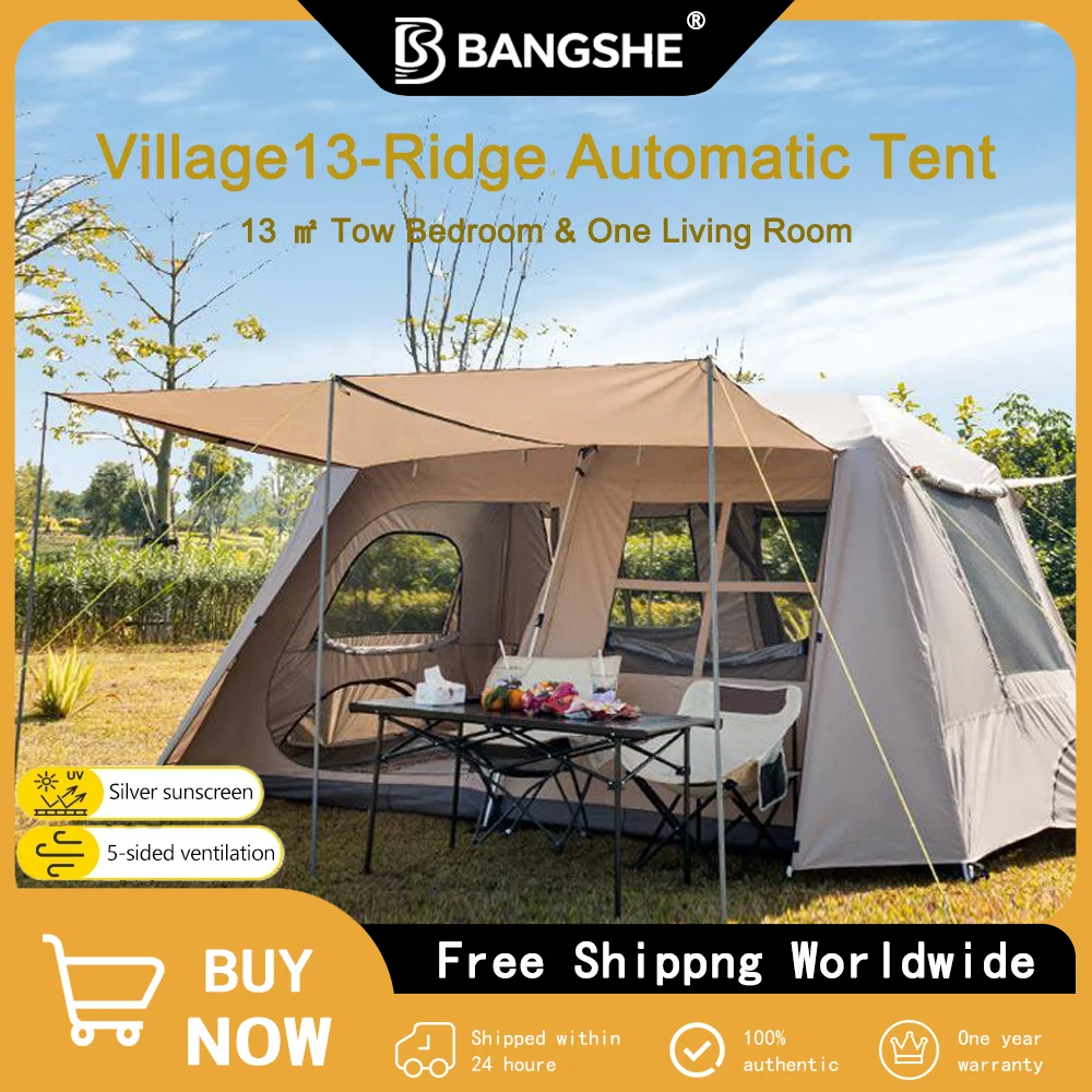 Automatic Large Camping Tent for 3-8 People - Double Hall Ridge Tent with Canopy, Easy Setup for Family Outdoor Adventures
Automatic Large Camping Tent for 3-8 People - Double Hall Ridge Tent with Canopy, Easy Setup for Family Outdoor Adventures