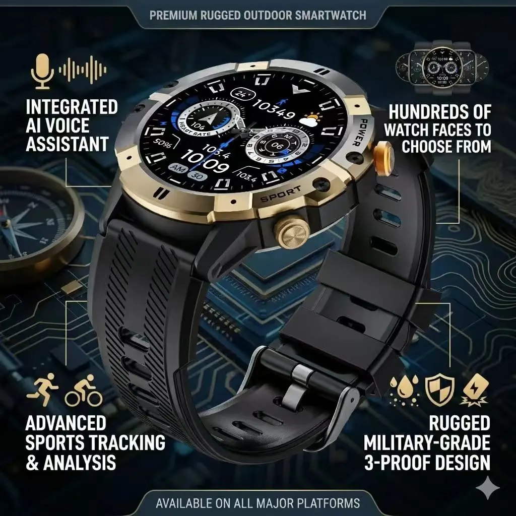 2026 New Outdoor Military Smartwatch - Shockproof & Dustproof Sport Watch, All-Day Health Monitor, Message Sync for iOS Android
2026 New Outdoor Military Smartwatch - Shockproof & Dustproof Sport Watch, All-Day Health Monitor, Message Sync for iOS Android