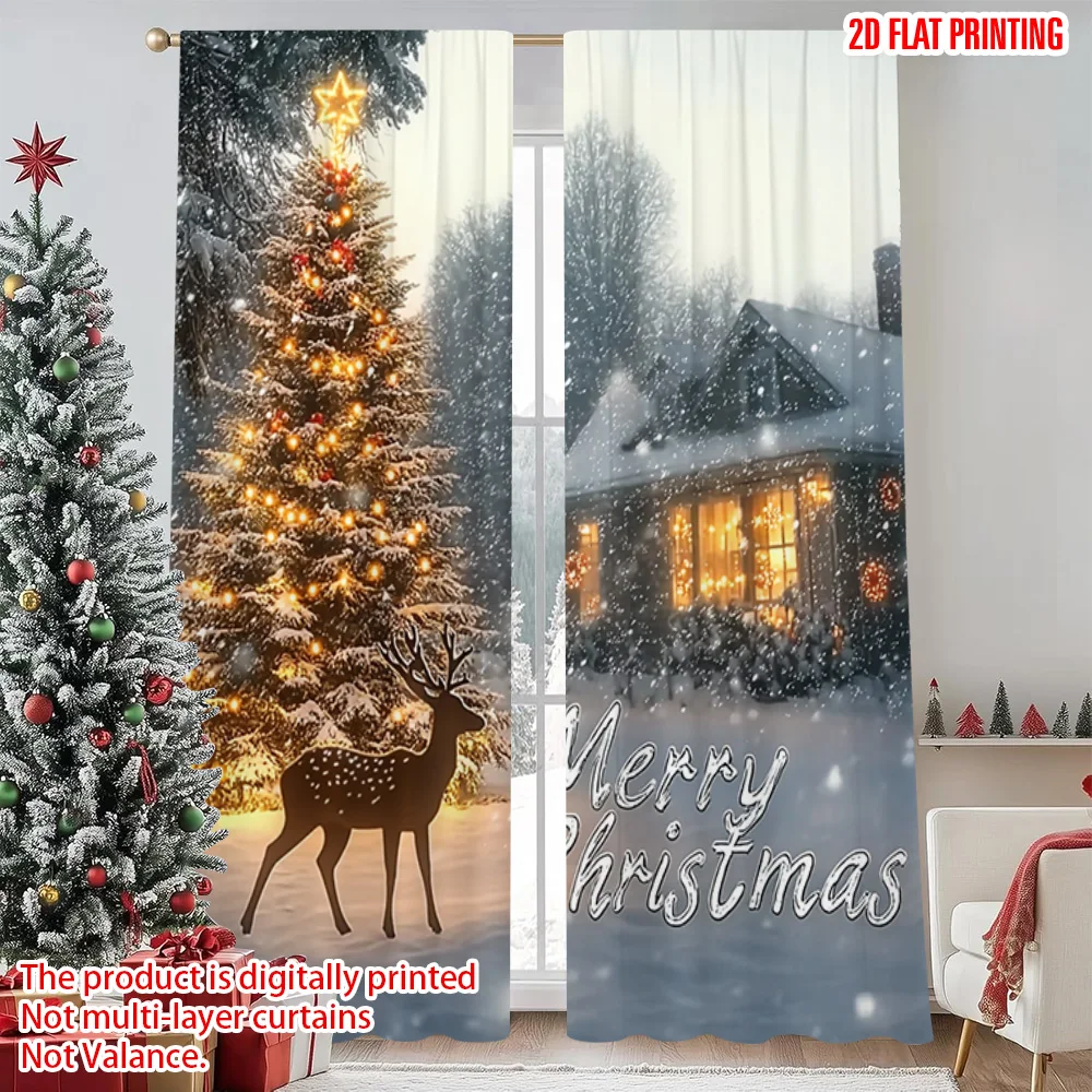 2pcs 2D flat printing Merry Christmas Drapes Merry Christmas Winter land Versatile Polyester Fabric Without Electricity Birthday
2pcs 2D flat printing Merry Christmas Drapes Merry Christmas Winter land Versatile Polyester Fabric Without Electricity Birthday