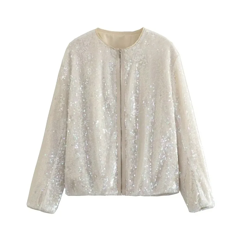 Women's Autumn and Winter New Fashion Elegant Solid Round Neck Sequin Zipper Patchwork Long Sleeve Loose Casual Jacket Coat
Women's Autumn and Winter New Fashion Elegant Solid Round Neck Sequin Zipper Patchwork Long Sleeve Loose Casual Jacket Coat