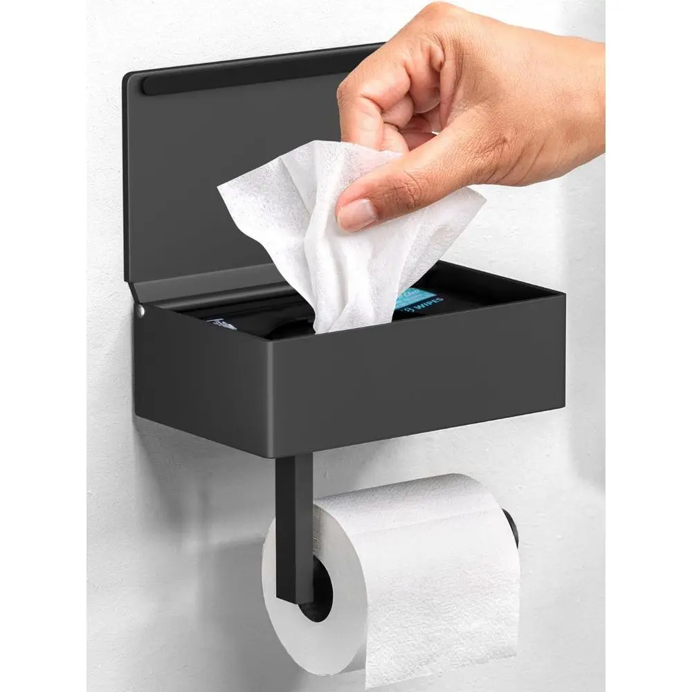 Matte Black Toilet Paper Holder with Shel & Wipe Storage, Bathroom Roll Holder with Built-in Wipe & Tampon Holder, Wall Mounted
Matte Black Toilet Paper Holder with Shel & Wipe Storage, Bathroom Roll Holder with Built-in Wipe & Tampon Holder, Wall Mounted