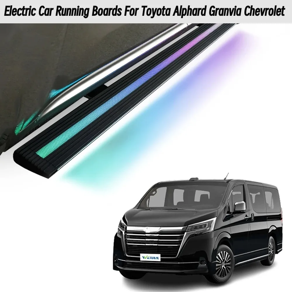 For Toyota Alphard Granvia Chevrolet Sienna Electric Running Boards, Automatic Retractable Long Panel Side Steps with LED Lights
For Toyota Alphard Granvia Chevrolet Sienna Electric Running Boards, Automatic Retractable Long Panel Side Steps with LED Lights