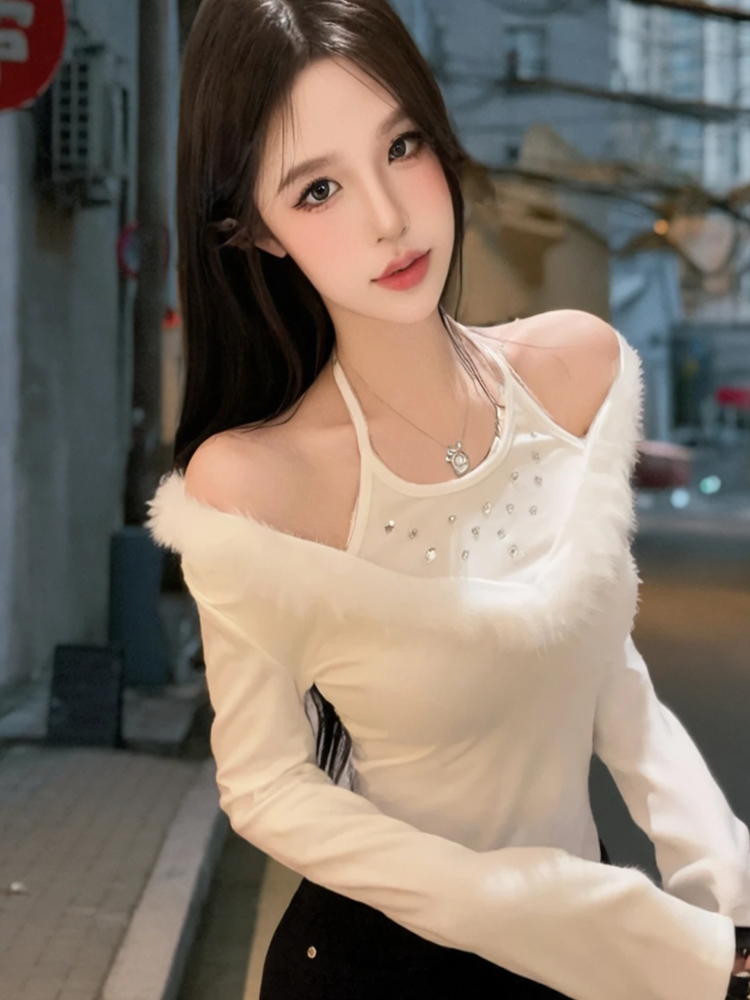 Sexy Girl Spliced Faux Two-Piece Diamond-Encrusted Knitwear Women's Long Sleeve V-Neck Pullover Top Slim Design Autumn White
Sexy Girl Spliced Faux Two-Piece Diamond-Encrusted Knitwear Women's Long Sleeve V-Neck Pullover Top Slim Design Autumn White
