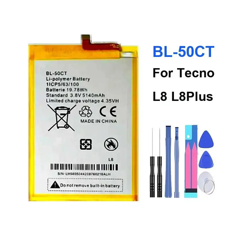 5140Mah Mobile Phone Battery For Tecno L8 L8plus BL-50CT High-Capacity
5140Mah Mobile Phone Battery For Tecno L8 L8plus BL-50CT High-Capacity