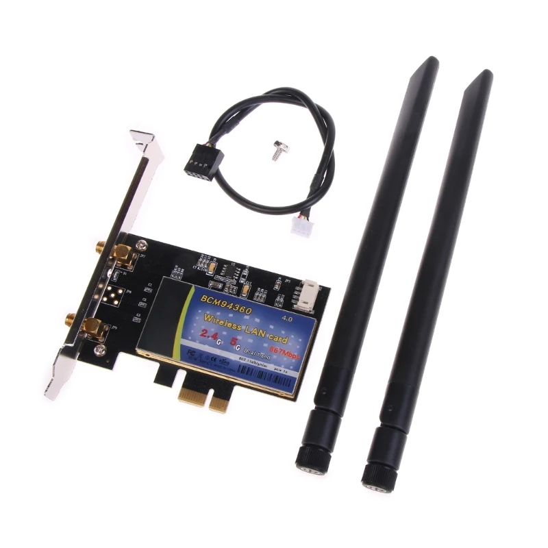 Беспроводная карта переменного тока PCI-E Desktop BCM94360 5G Двухдиапазонная 1200 Мбит/с стандарта Wi-Fi антенны Wlan 0
Беспроводная карта переменного тока PCI-E Desktop BCM94360 5G Двухдиапазонная 1200 Мбит/с стандарта Wi-Fi антенны Wlan 0