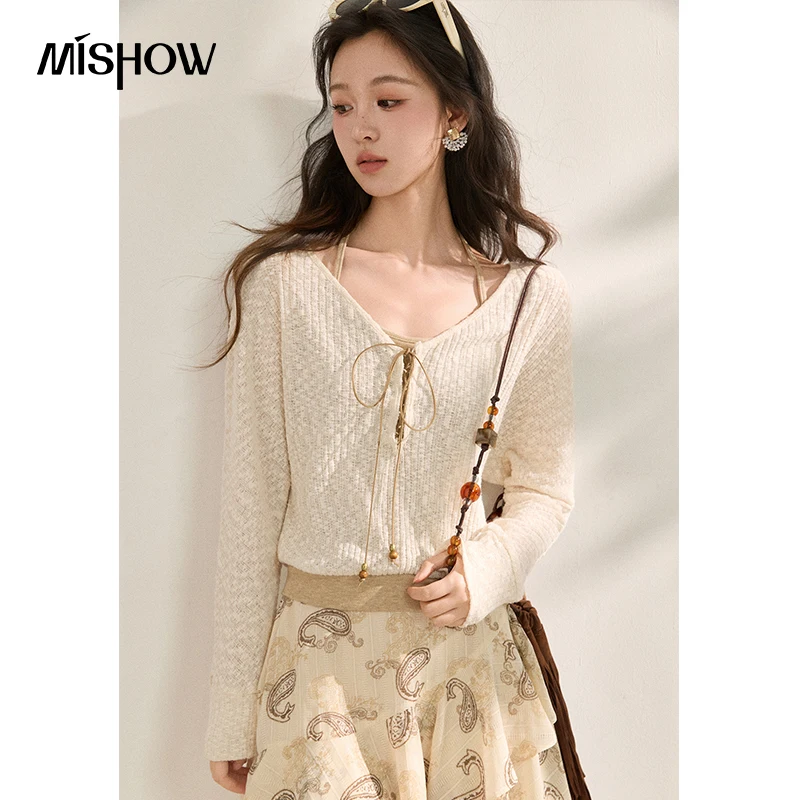 MISHOW Women's Casual Beige Fake Two Piece V Neck Knit Sweater 2026 Spring New Lace Up Long Sleeve Layering Top MXF16T1574
MISHOW Women's Casual Beige Fake Two Piece V Neck Knit Sweater 2026 Spring New Lace Up Long Sleeve Layering Top MXF16T1574