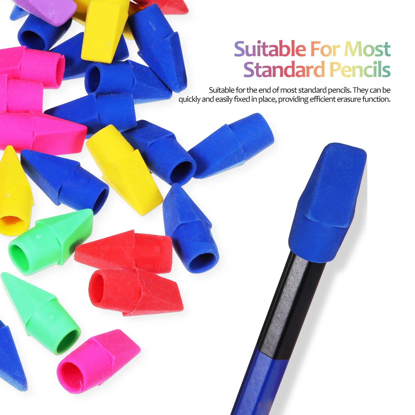 120 Pcs TPR Eraser Pencil Top Colored Bulk Assorted Cap Smudge Free Correction Fits Standard Pencils Protective Tip Student
120 Pcs TPR Eraser Pencil Top Colored Bulk Assorted Cap Smudge Free Correction Fits Standard Pencils Protective Tip Student
