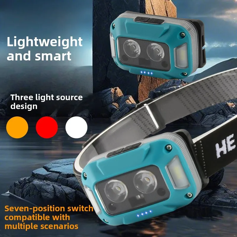 Светодиодный мощный налобный фонарь с перезаряжаемой батареей COB, носимый для езды на велосипеде и ночной рыбалки, доступен в белом, желтом и красном свете.
Светодиодный мощный налобный фонарь с перезаряжаемой батареей COB, носимый для езды на велосипеде и ночной рыбалки, доступен в белом, желтом и красном свете.