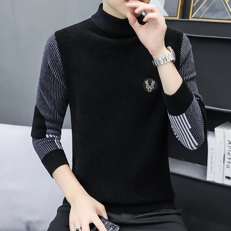 Модный свободный вязаный свитер с длинными рукавами и высоким воротником для мужчин, повседневный осенний топ, стильный, универсальный, удобный.
Модный свободный вязаный свитер с длинными рукавами и высоким воротником для мужчин, повседневный осенний топ, стильный, универсальный, удобный.