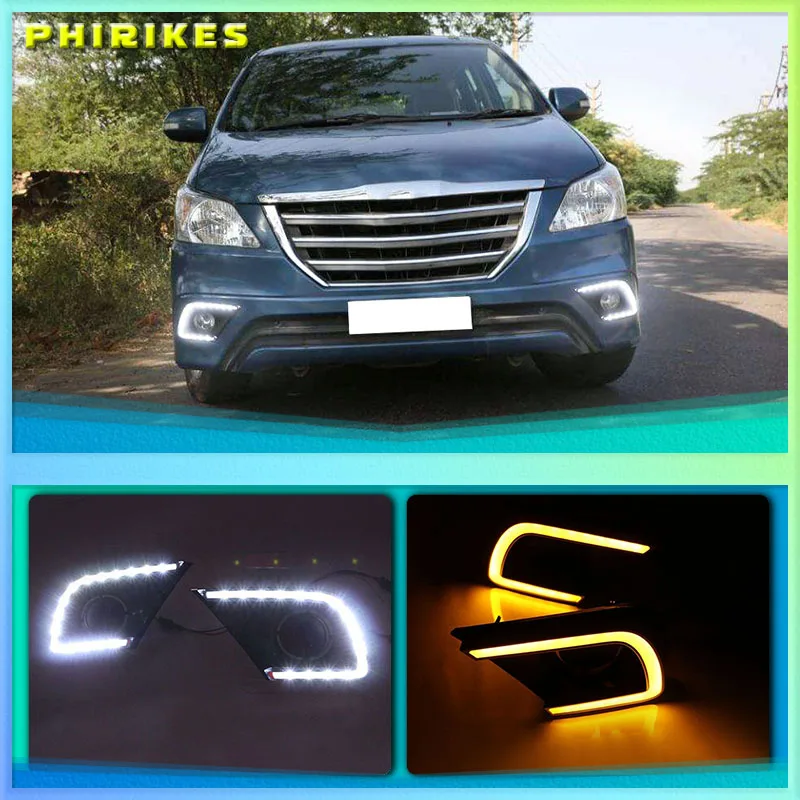 2Pcs For Toyota Innova 2013 2014 2015 LED DRL Daytime running light Led fog lamp cover with turn signal Yellow
2Pcs For Toyota Innova 2013 2014 2015 LED DRL Daytime running light Led fog lamp cover with turn signal Yellow