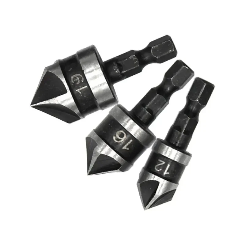 3PC Hex Shank 90 Degree Black Five-Blade Countersink Drill Set 12/16/19mm Woodworking Hole Opener Tool Chamferer Drill Set
3PC Hex Shank 90 Degree Black Five-Blade Countersink Drill Set 12/16/19mm Woodworking Hole Opener Tool Chamferer Drill Set