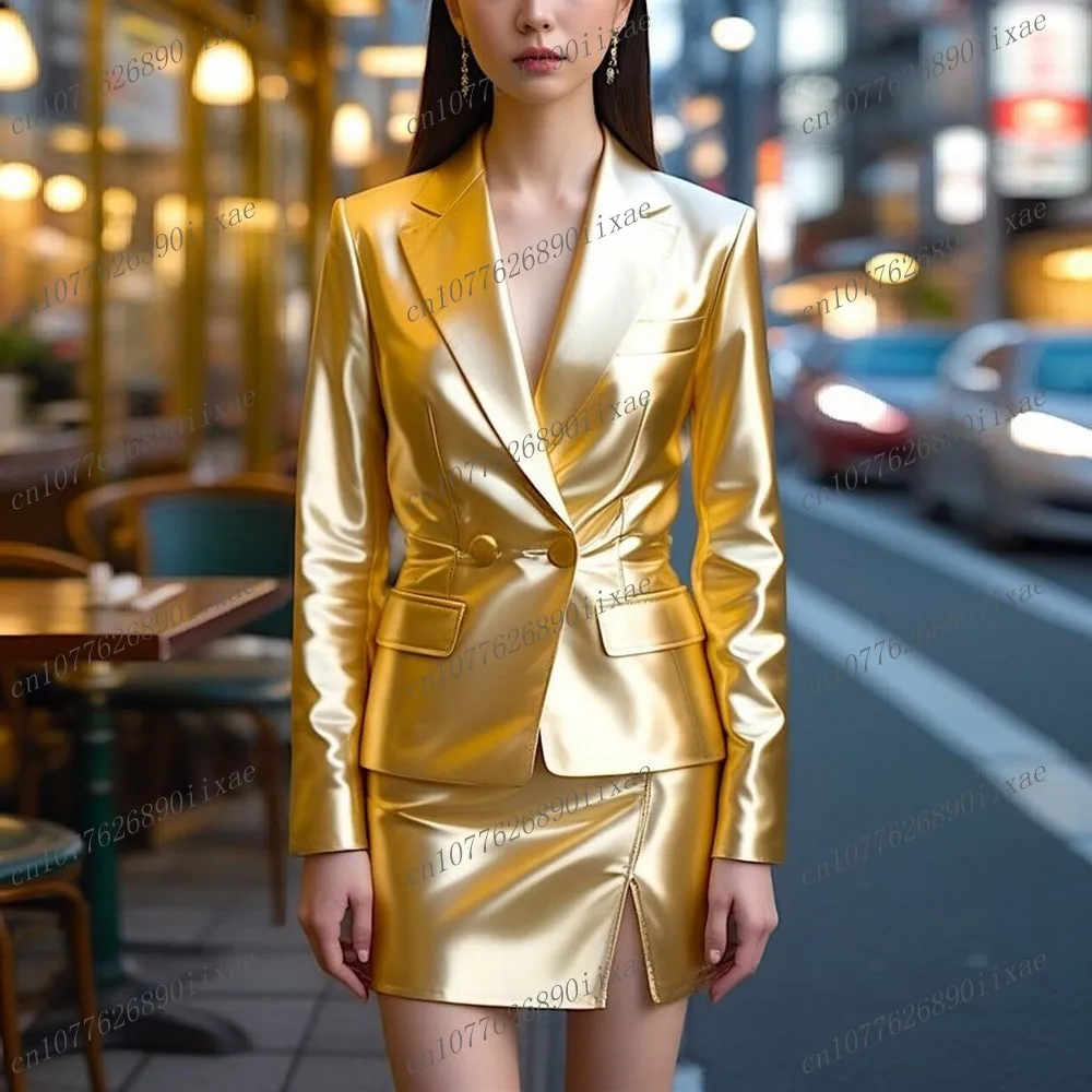 Gold Leather Women Suits Lady Prom Formal Business Tuxedos Mother Wedding Party Ladies 2 Piece Set Jacket Pants
Gold Leather Women Suits Lady Prom Formal Business Tuxedos Mother Wedding Party Ladies 2 Piece Set Jacket Pants