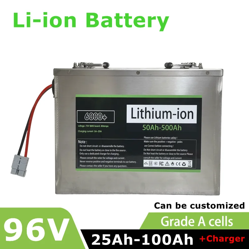 Batterie lithium-ion 96V, 50Ah, 80Ah, 100Ah, 30Ah, 40Ah, Bluetooth, BMS, 5000W, pour moteur, robot, scooter, moto, AGV + cha
Batterie lithium-ion 96V, 50Ah, 80Ah, 100Ah, 30Ah, 40Ah, Bluetooth, BMS, 5000W, pour moteur, robot, scooter, moto, AGV + cha