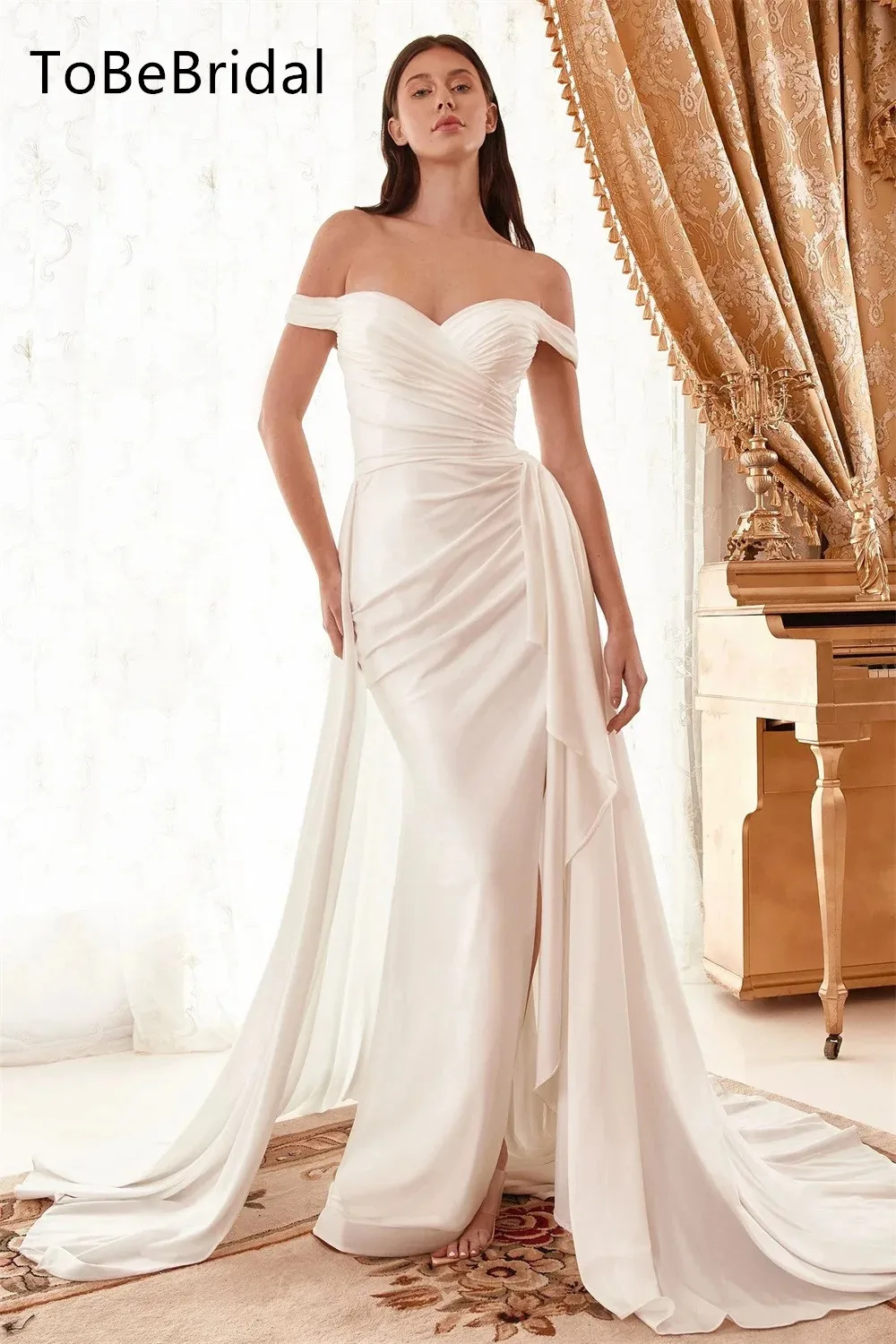 ToBeBridal Satin Evening Dresses With Off Shoulder Side Slit Slim Fitting Wedding Dress Elegant Women's Party Dress Prom Gowns
ToBeBridal Satin Evening Dresses With Off Shoulder Side Slit Slim Fitting Wedding Dress Elegant Women's Party Dress Prom Gowns