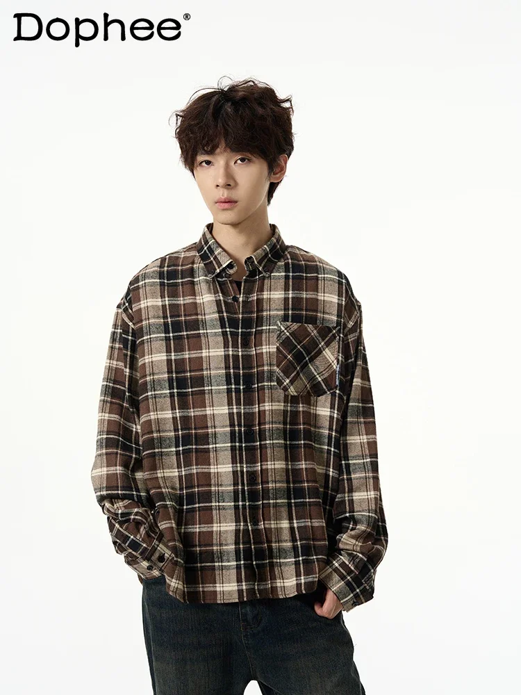 American Style Retro Design Plaid Loose Chic Shirt Men's 2024 High-end Handsome Lapel Tops Long-sleeve Trendy Male Shirt Jacket
American Style Retro Design Plaid Loose Chic Shirt Men's 2024 High-end Handsome Lapel Tops Long-sleeve Trendy Male Shirt Jacket
