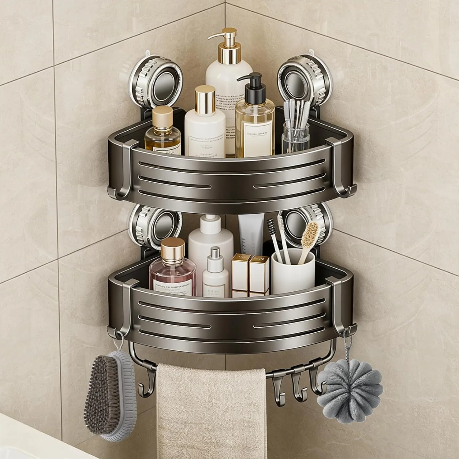 Corner Shower Caddy with Suction Cups, No Drill Rust Proof Aluminum Organizer for Bathroom, 2 Tier Gray
Corner Shower Caddy with Suction Cups, No Drill Rust Proof Aluminum Organizer for Bathroom, 2 Tier Gray
