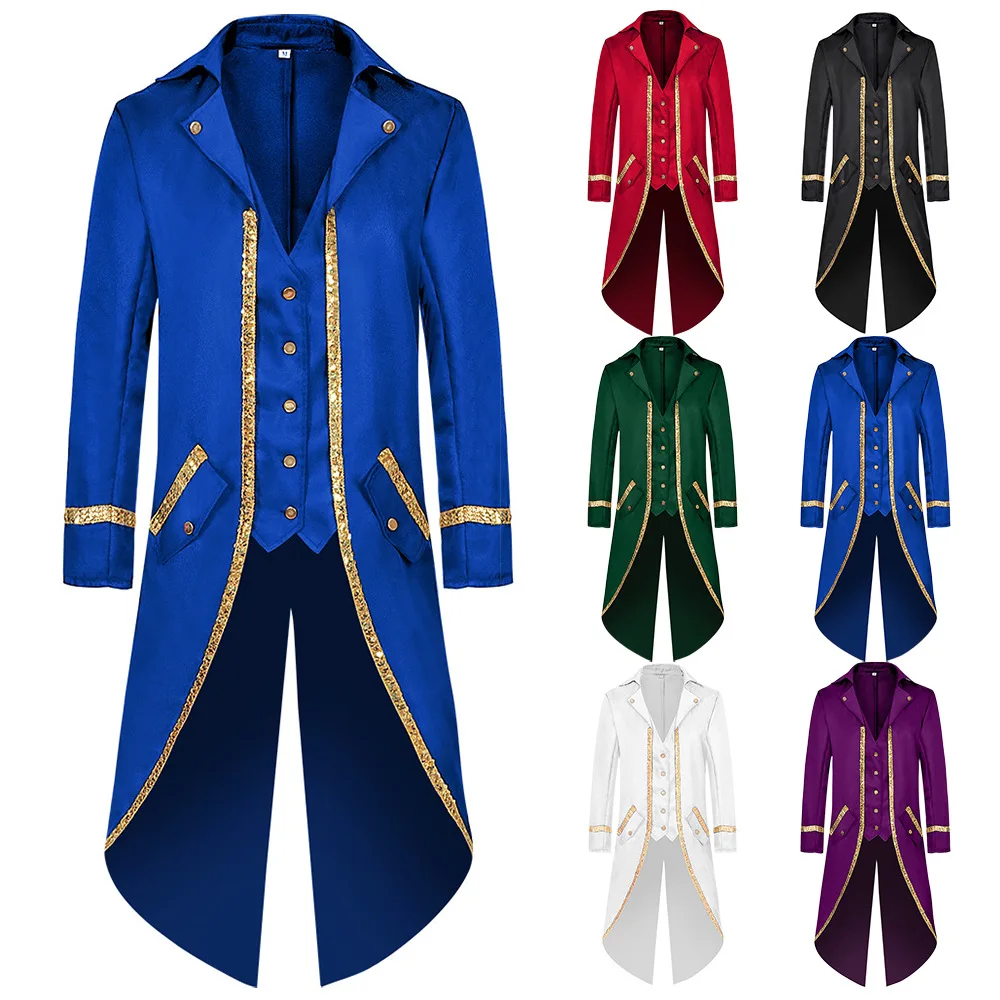 2025 Halloween Tailcoat Middle Ages Retro Long Punk Gold Coat Stage Costume Women's Fashion Retro Style Tailored Coat
2025 Halloween Tailcoat Middle Ages Retro Long Punk Gold Coat Stage Costume Women's Fashion Retro Style Tailored Coat