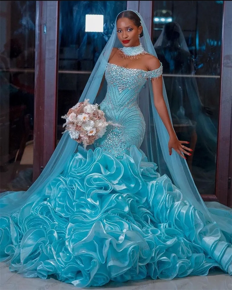 Crystals Blue Princess Prom Dress Sexy Off Shoulder Sleeveless Ruffles Tiered Bridal Evening Gown Customized Garden Long Robe
Crystals Blue Princess Prom Dress Sexy Off Shoulder Sleeveless Ruffles Tiered Bridal Evening Gown Customized Garden Long Robe