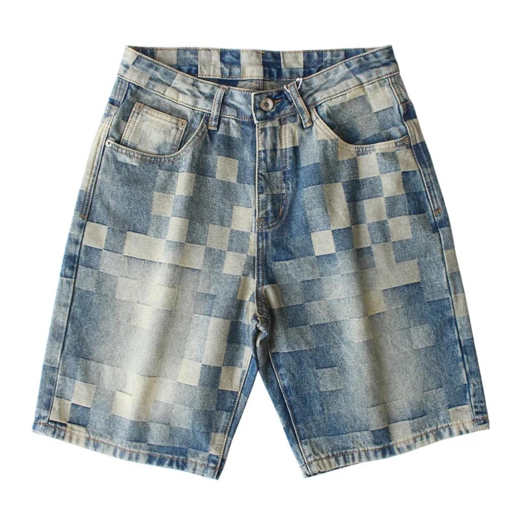 Heavyweight Checkerboard Plaid Denim Shorts Men's Summer Cotton Washing Old American Retro Trendy Denim Five-point Pants
Heavyweight Checkerboard Plaid Denim Shorts Men's Summer Cotton Washing Old American Retro Trendy Denim Five-point Pants