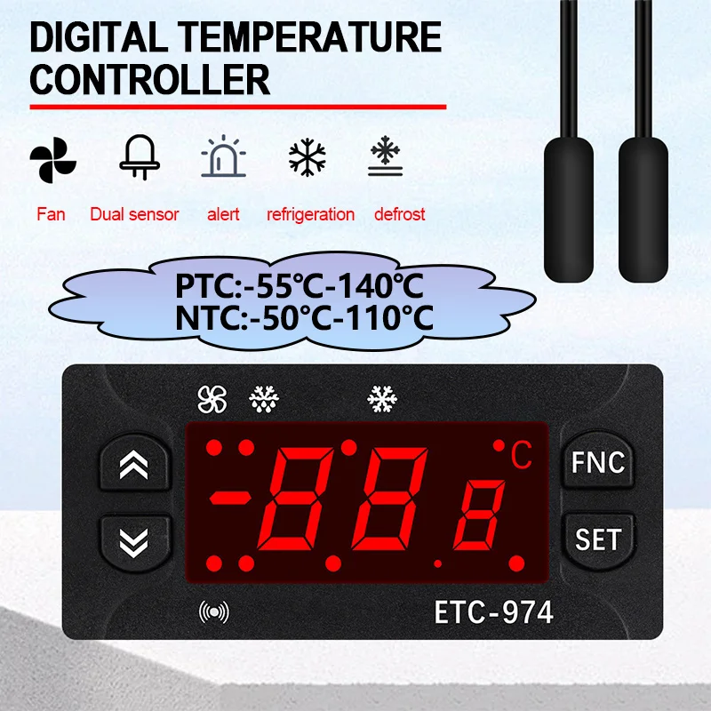 Mini Temperature Controller Refrigerator Thermostat Regulator Thermoregulator Thermocouple NTC Dual Sensors 220V 110V 12-24V
Mini Temperature Controller Refrigerator Thermostat Regulator Thermoregulator Thermocouple NTC Dual Sensors 220V 110V 12-24V
