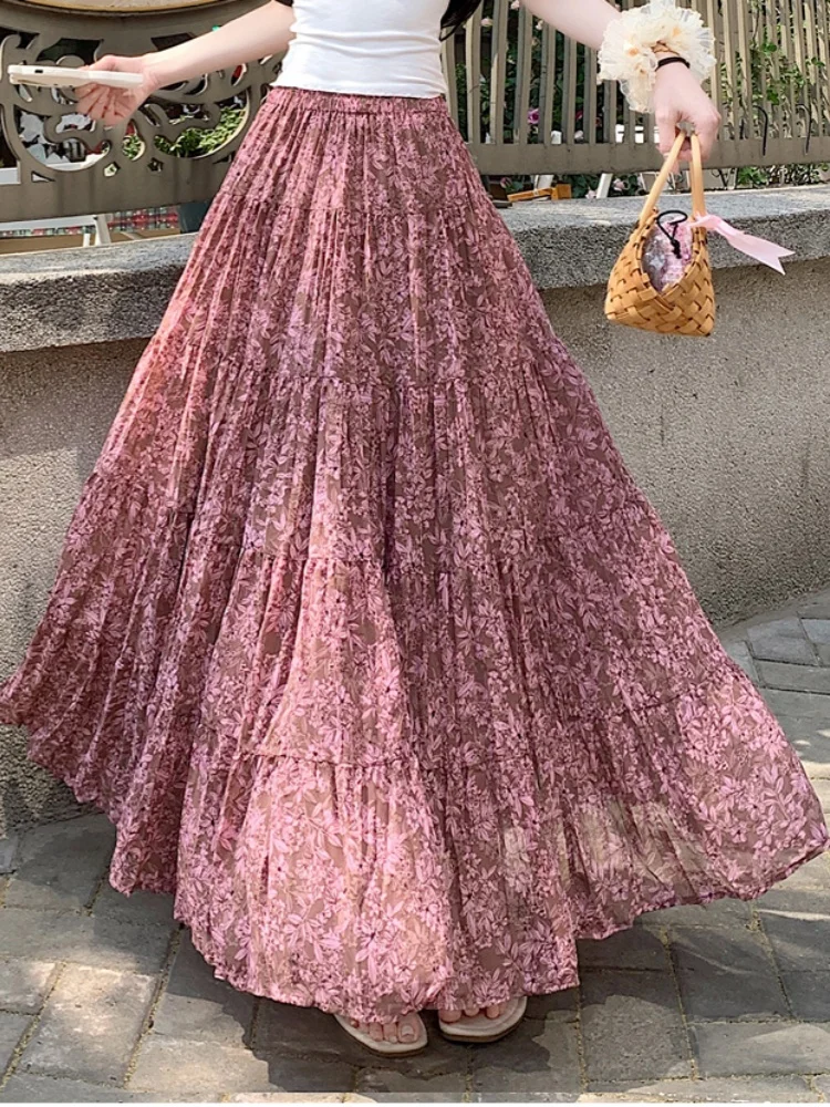 Women'S Boho Vintage Floral Print Maxi Skirt Elastic High Waist Pleated Flowy A Line Long Skirts Toddler Fall 2025 Falda Skirt
Women'S Boho Vintage Floral Print Maxi Skirt Elastic High Waist Pleated Flowy A Line Long Skirts Toddler Fall 2025 Falda Skirt