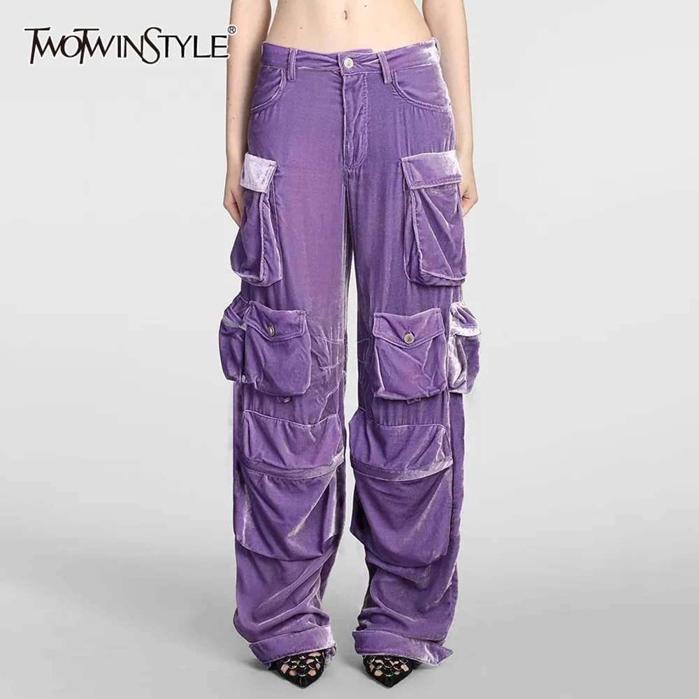 TWOTWINSTYLE Minimalist Trousers For Women High Waist Patchwork Button Casual Loose Wide Leg Pants Female Fashion Clothing New
TWOTWINSTYLE Minimalist Trousers For Women High Waist Patchwork Button Casual Loose Wide Leg Pants Female Fashion Clothing New