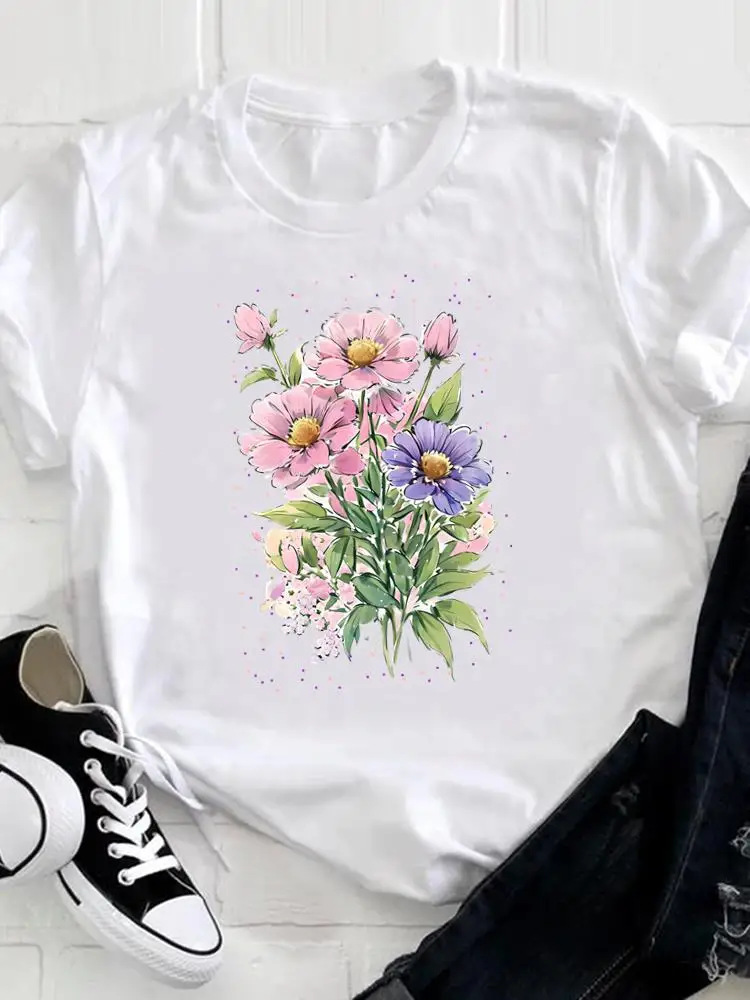 Woman Watercolor Flower Trend Cute Short Sleeve Print Fashion Casual Graphic T-shirts Top Tee Tshirts Printing Women's Clothing
Woman Watercolor Flower Trend Cute Short Sleeve Print Fashion Casual Graphic T-shirts Top Tee Tshirts Printing Women's Clothing