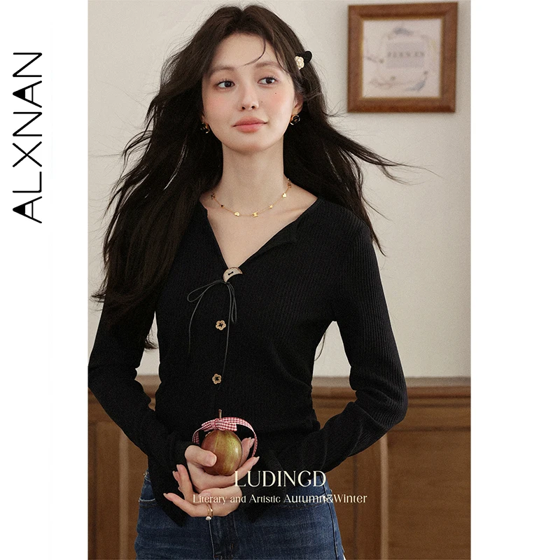 ALXNAN футболка с длинными рукавами, новинка 2025, осенний женский вязаный пуловер с v-образным вырезом, неровный подол, однотонный утягивающий универсальный топ L56766
ALXNAN футболка с длинными рукавами, новинка 2025, осенний женский вязаный пуловер с v-образным вырезом, неровный подол, однотонный утягивающий универсальный топ L56766