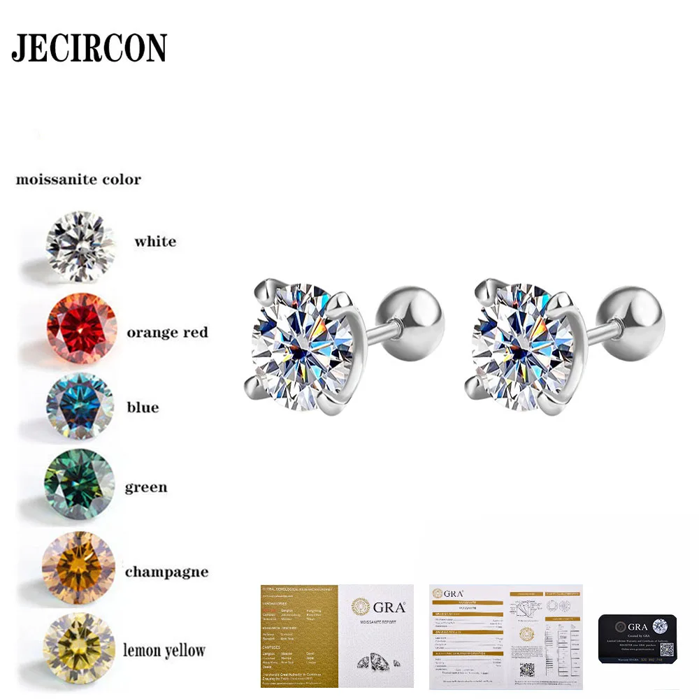 JECIRCON Classic 6-Claw Authentic Moissanite Stud Earrings S925 Sterling Silver Screw Ear Plugs Earrings Multi-color Diamonds
JECIRCON Classic 6-Claw Authentic Moissanite Stud Earrings S925 Sterling Silver Screw Ear Plugs Earrings Multi-color Diamonds