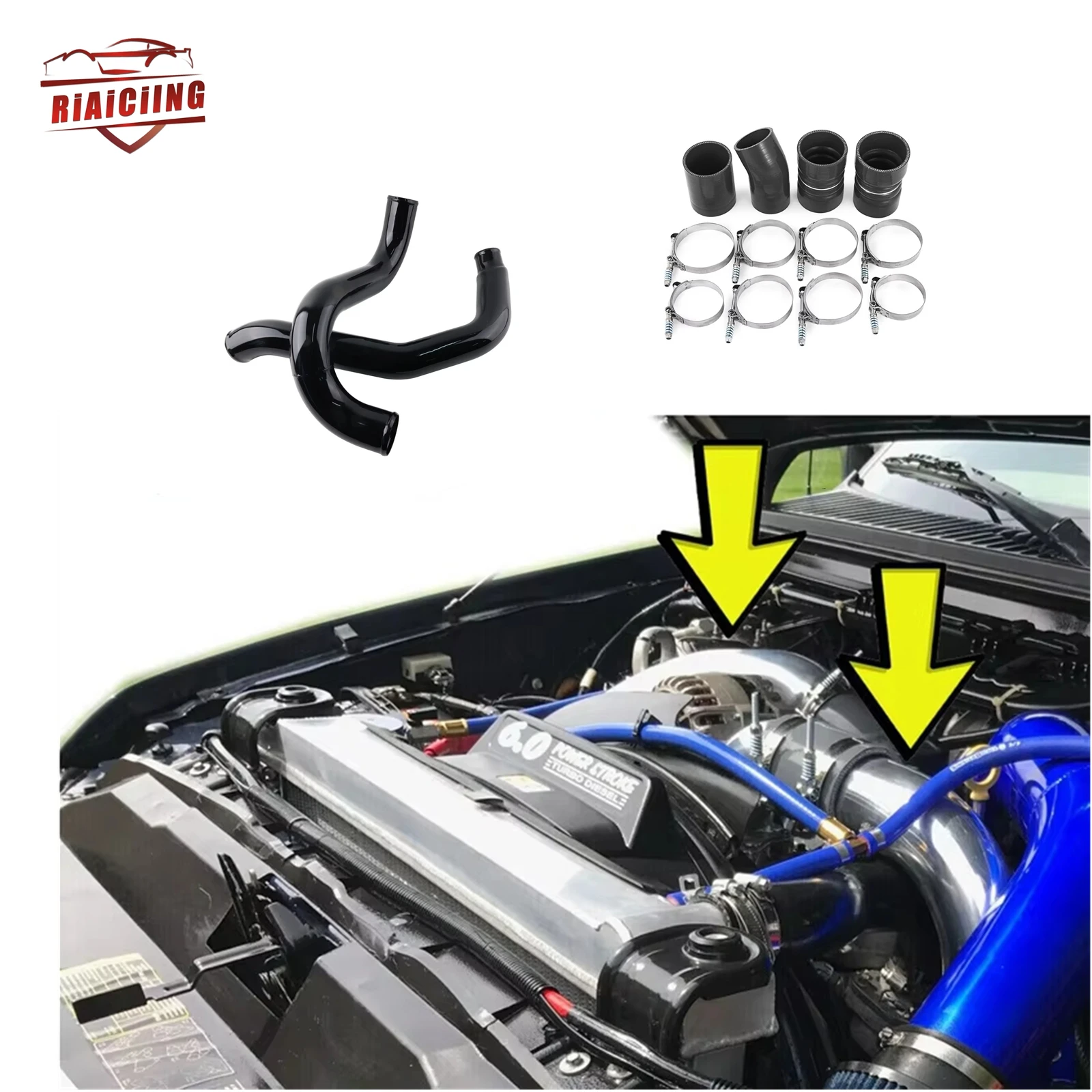 Black Turbo Intercooler Pipe for Ford F250 F350 6.0L Powerstroke Diesel 03-07 Direct replacement Modification Parts stability
Black Turbo Intercooler Pipe for Ford F250 F350 6.0L Powerstroke Diesel 03-07 Direct replacement Modification Parts stability