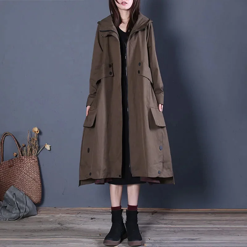 2025 Spring Autumn Windbreaker Loose Coats Women's Loose Large Size Trench Coat Hooded Long Khaki Overcoat Outerwears Woman
2025 Spring Autumn Windbreaker Loose Coats Women's Loose Large Size Trench Coat Hooded Long Khaki Overcoat Outerwears Woman