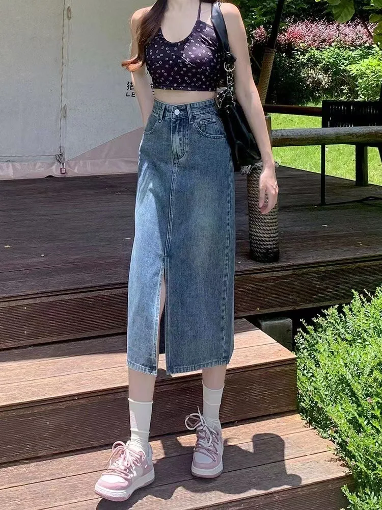 2023 Summer New High Waist Demin Split Denim Skirt Skirt Female Harajuku A-line Y2K Streetwear Maxi Jean Skirt Fashion Women
2023 Summer New High Waist Demin Split Denim Skirt Skirt Female Harajuku A-line Y2K Streetwear Maxi Jean Skirt Fashion Women