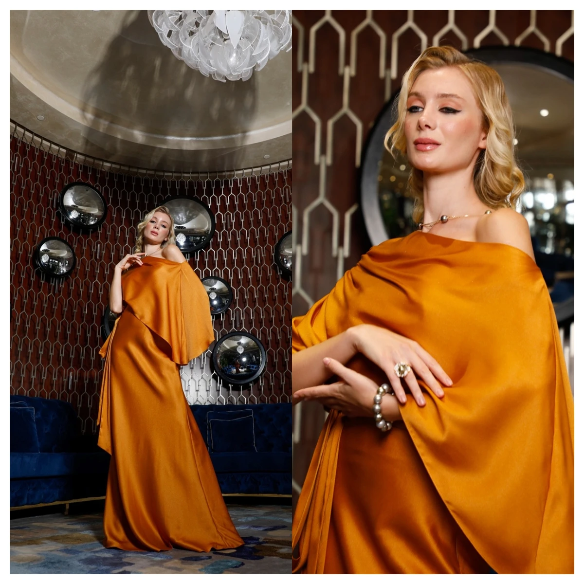 Customized Luxury Golden Satin Evening Dress One Shoulder 3/4 Sleeves Homecoming Dress Formal Special Occasion Gowns Graceful
Customized Luxury Golden Satin Evening Dress One Shoulder 3/4 Sleeves Homecoming Dress Formal Special Occasion Gowns Graceful