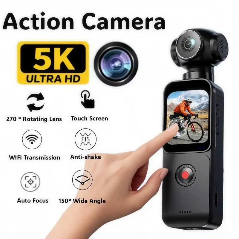 5K HD Handheld Camera 270° Rotation Lens Touchscreen Action Camera Anti-shake Autofocus Vlogging Camcorder for Travel Blogging
5K HD Handheld Camera 270° Rotation Lens Touchscreen Action Camera Anti-shake Autofocus Vlogging Camcorder for Travel Blogging