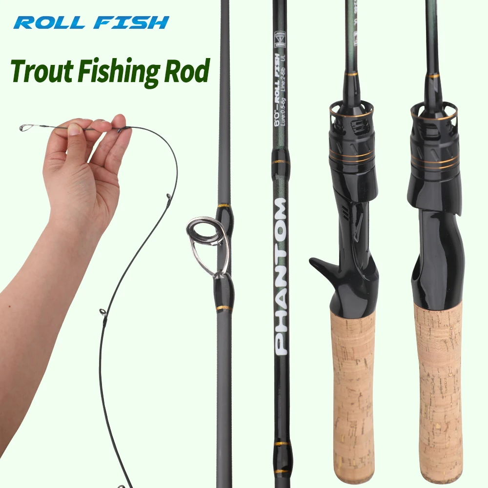 ROLLFISH UL Power Ultra Light Trout Fishing Rod, 1.68m & 1.8m Super Soft Solid Tip High Sensitivity Fishing Rod for Freshwater
ROLLFISH UL Power Ultra Light Trout Fishing Rod, 1.68m & 1.8m Super Soft Solid Tip High Sensitivity Fishing Rod for Freshwater